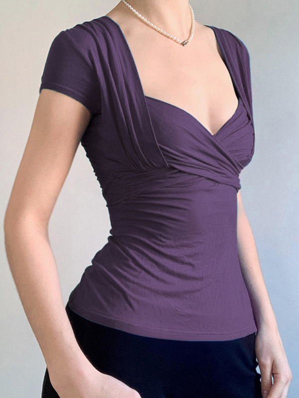 EMMIOL Top camisero cruzado con escote en V