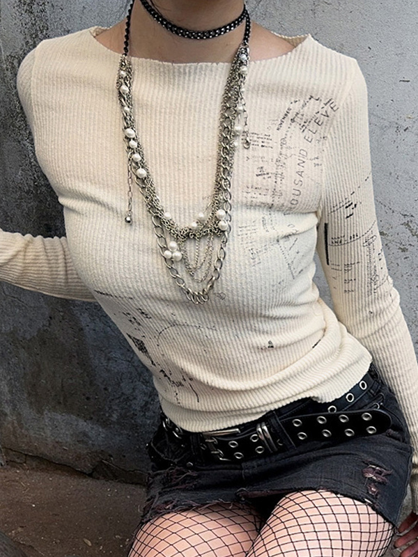 EMMIOL Maglia intima retrò effetto consumato a maniche lunghe