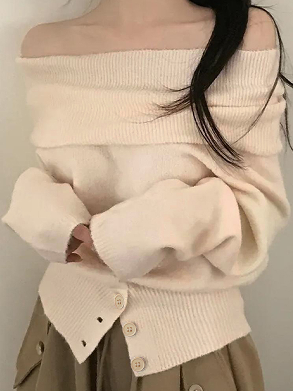 EMMIOL Off-The-Shoulder Loose Sweaters