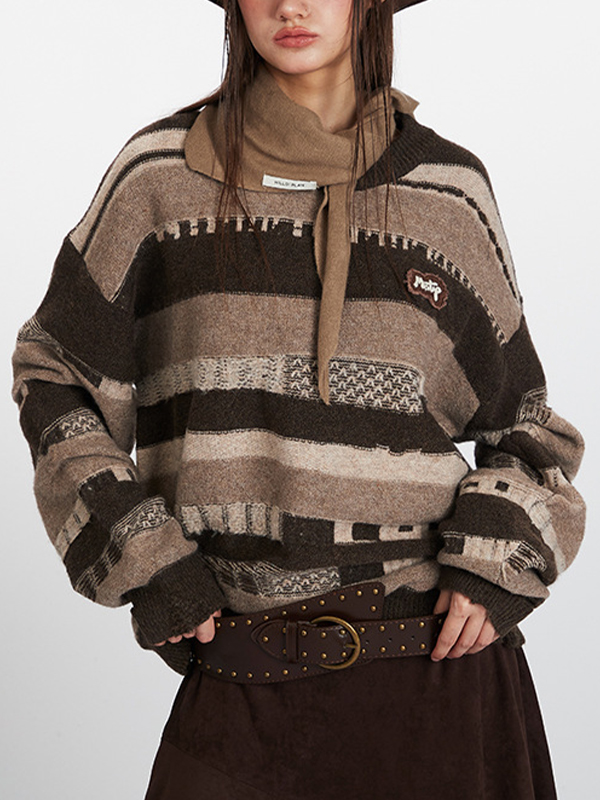 EMMIOL Fair Isle Retro Stripe Sweaters