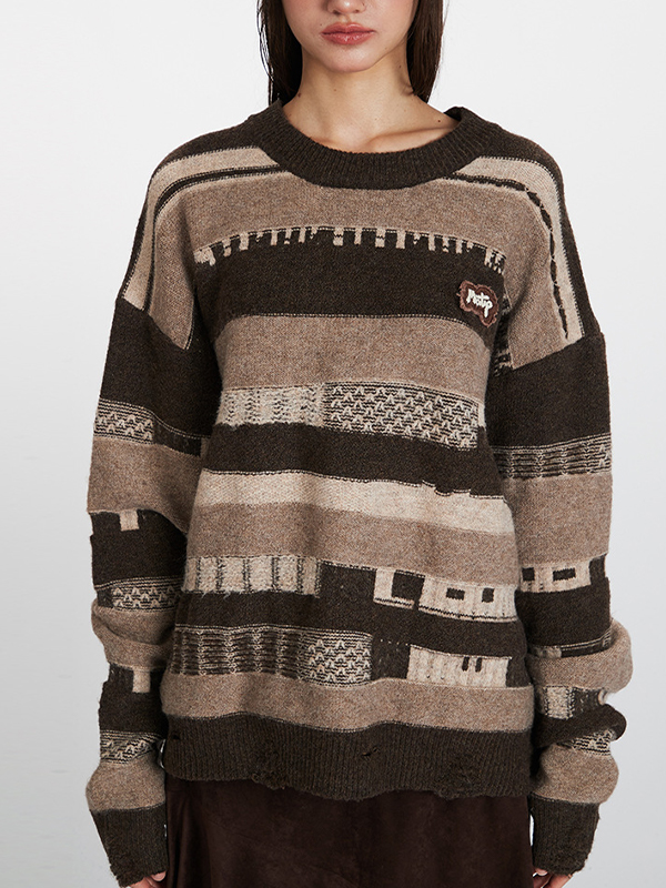 EMMIOL Fair Isle Retro Stripe Sweaters