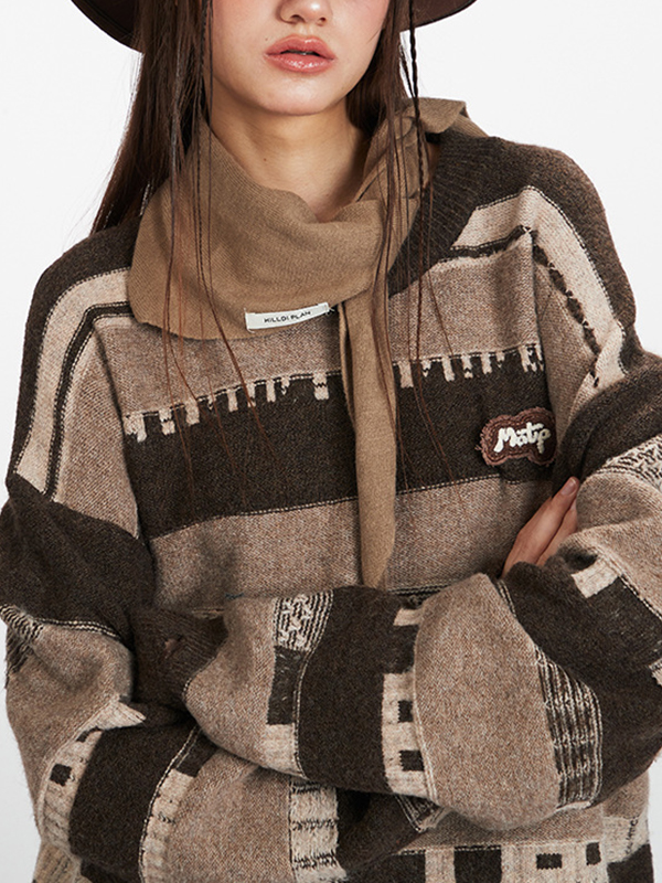 EMMIOL Fair Isle Retro Stripe Sweaters