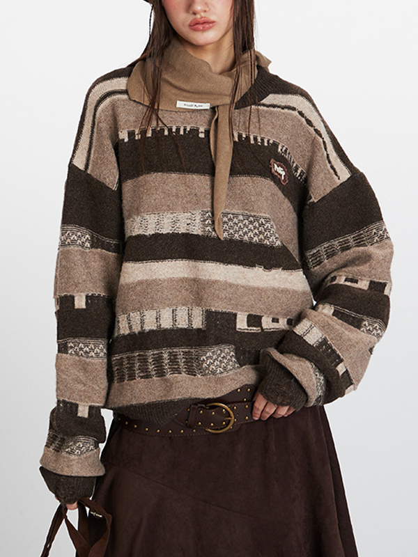 EMMIOL Fair Isle Retro Stripe Sweaters