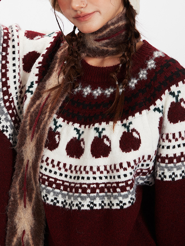 EMMIOL Fair Isle Fruit Stripe Sweaters