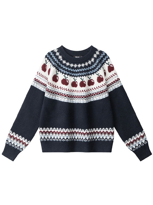 EMMIOL Fair Isle Fruit Stripe Sweaters