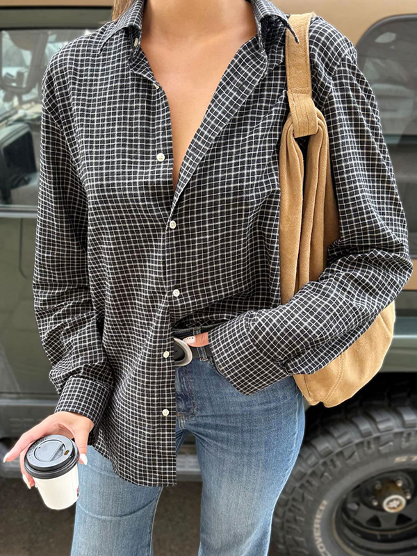 EMMIOL Classico modello a quadri slim fit a maniche lunghe