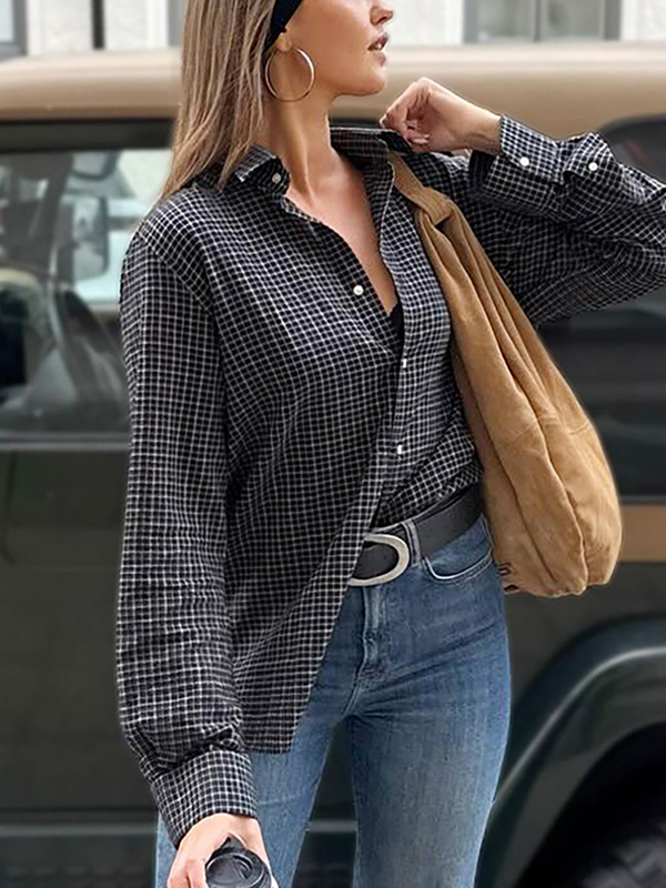 EMMIOL Classico modello a quadri slim fit a maniche lunghe