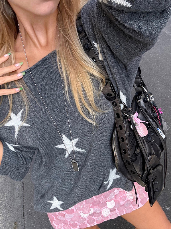 EMMIOL Maglioni larghi con stampa a stelle