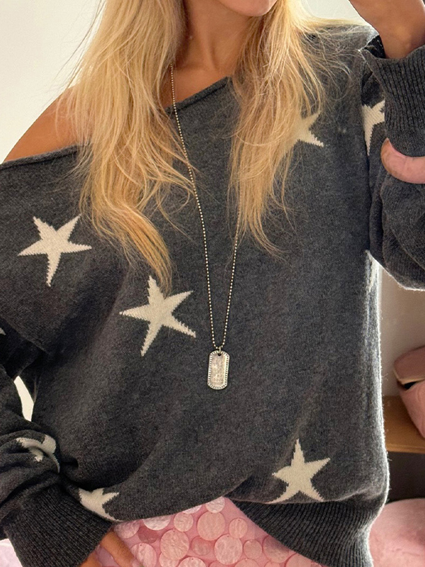 EMMIOL Maglioni larghi con stampa a stelle