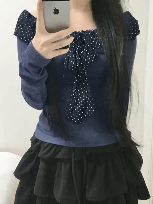 EMMIOL Manica lunga con fiocco a pois