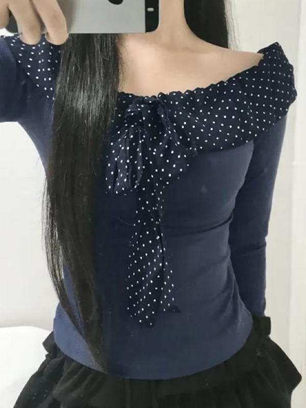 EMMIOL Manica lunga con fiocco a pois