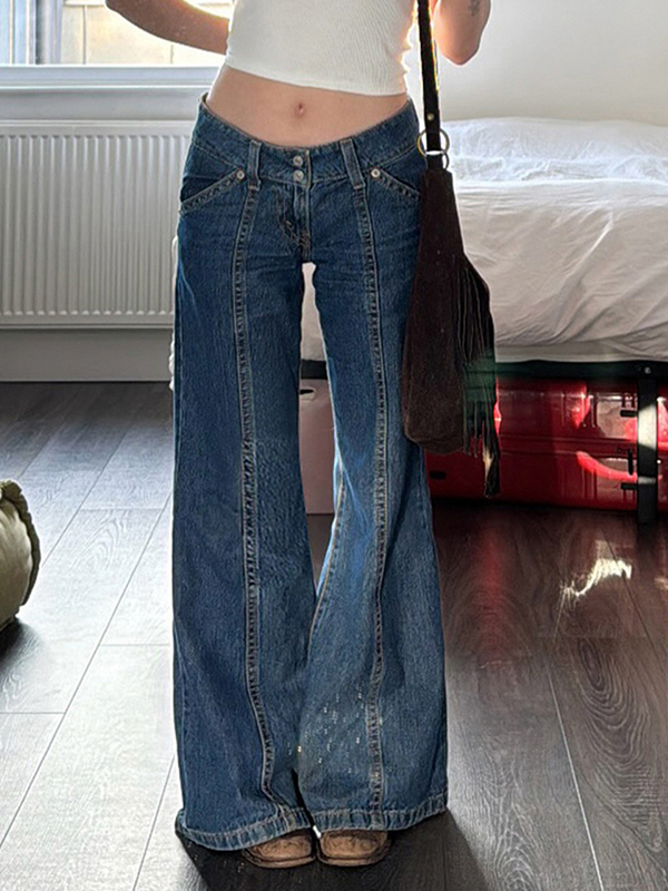 EMMIOL Vaqueros micro acampanados de cintura baja