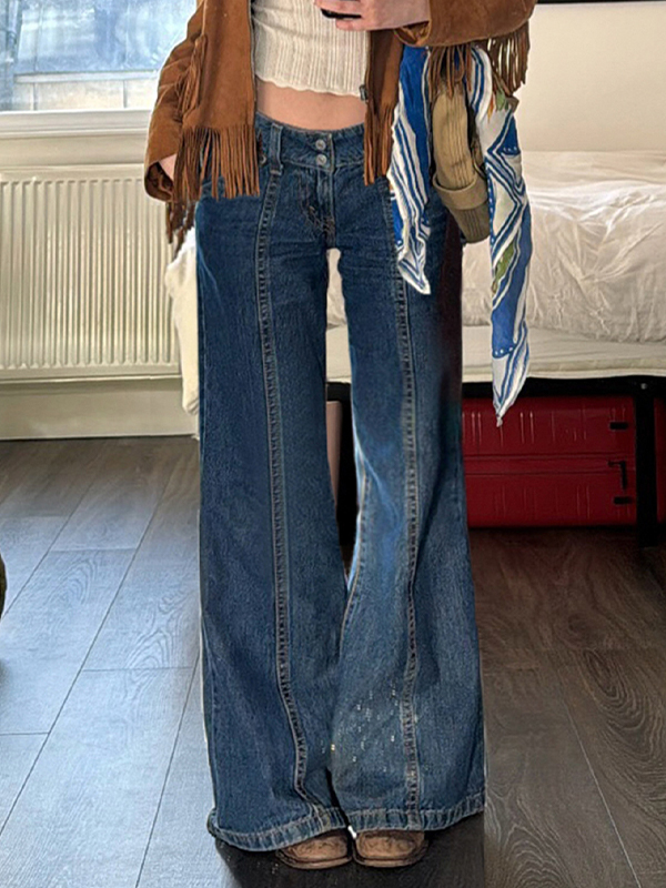 EMMIOL Vaqueros micro acampanados de cintura baja