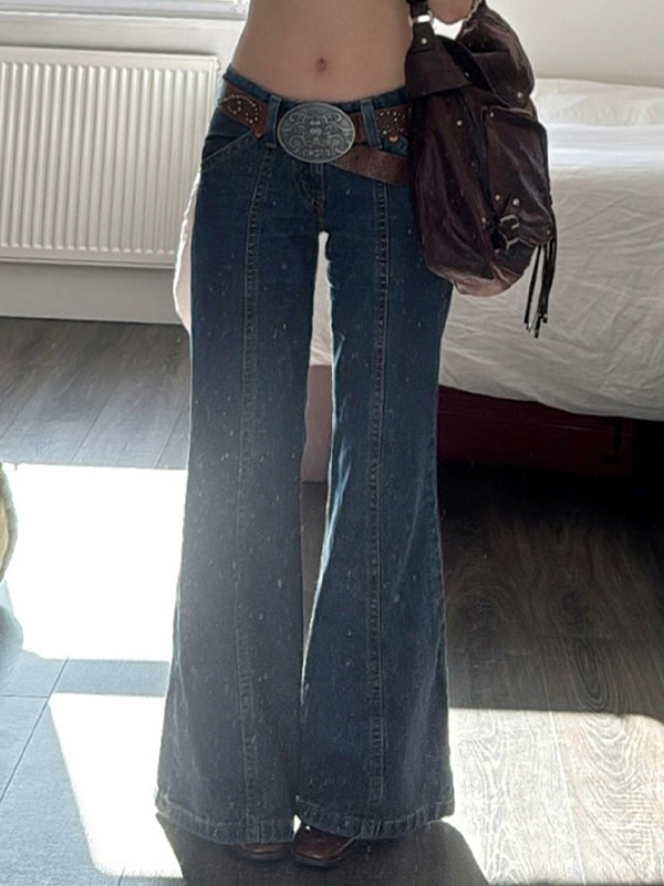 EMMIOL Vaqueros micro acampanados de cintura baja