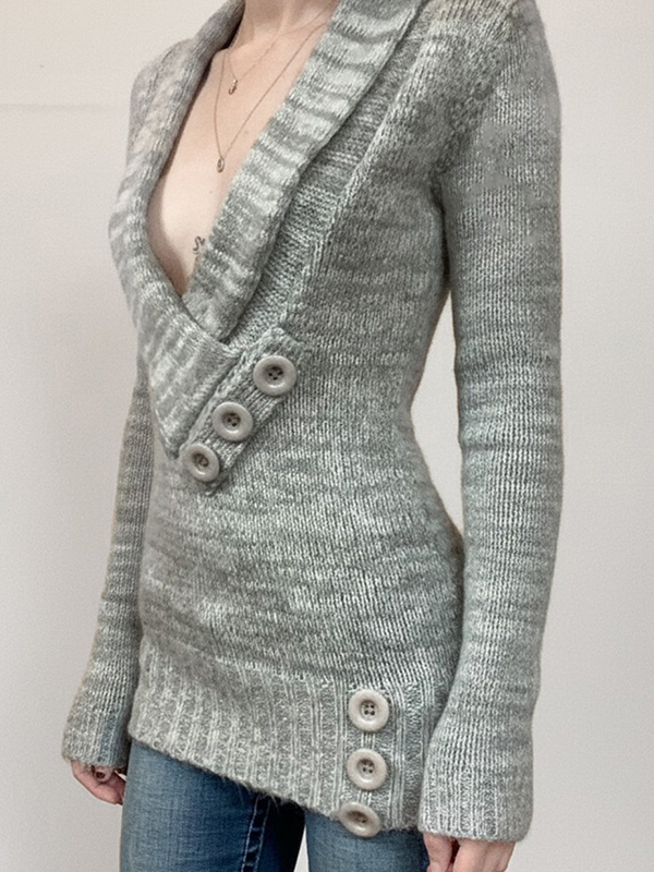 EMMIOL Suéteres vintage con botones en la cintura