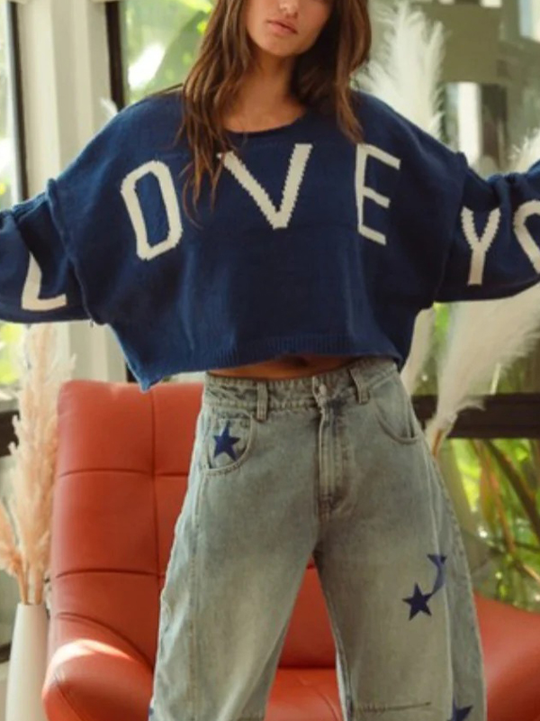 EMMIOL I Love You Print Sweaters