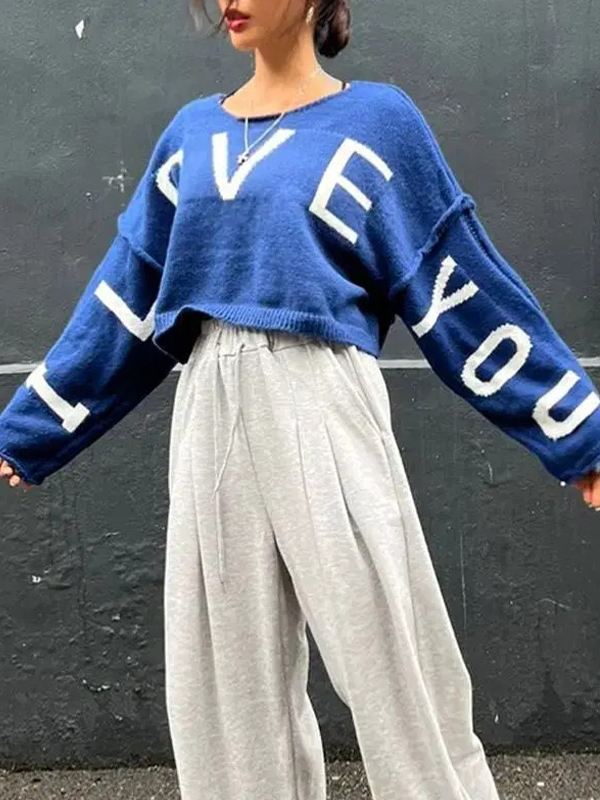 EMMIOL I Love You Print Sweaters