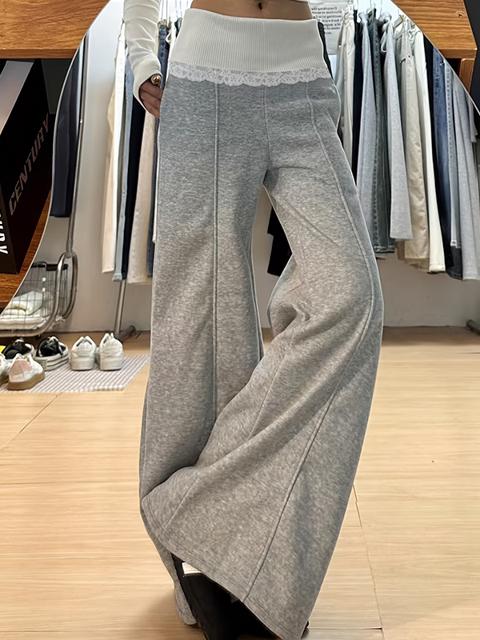 Pantaloni della tuta a vita alta con pizzo