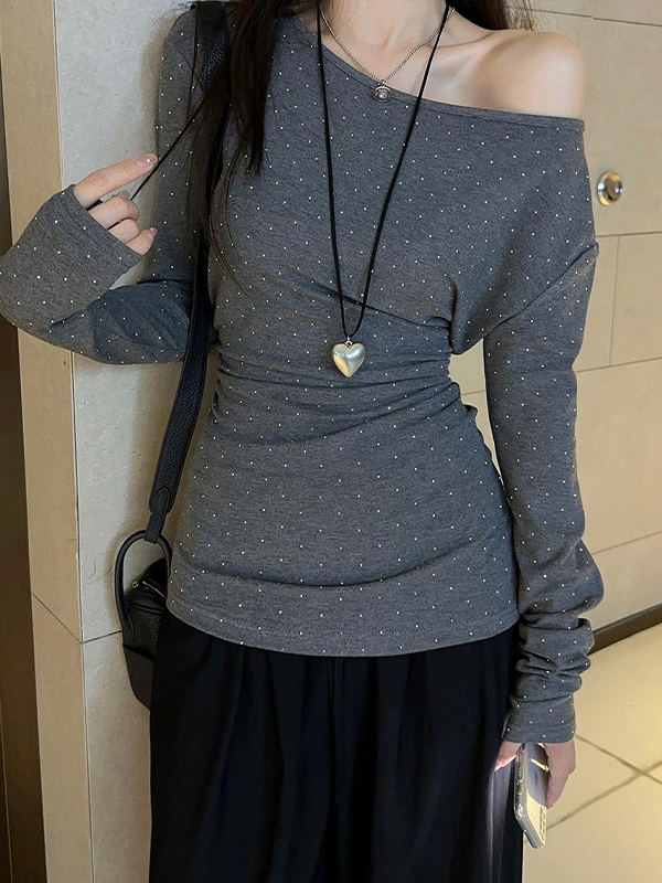 EMMIOL Manica lunga con strass applicati a caldo a forma di stella