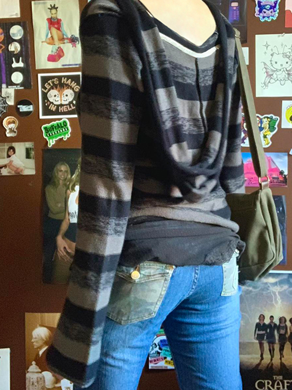 EMMIOL Maniche lunghe con stampa a righe retrò