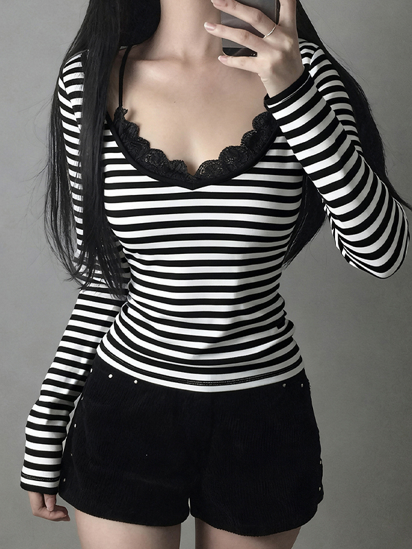 EMMIOL Retro Striped Print Long Sleeve