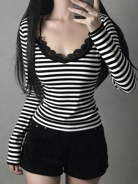 Retro Striped Print Long Sleeve