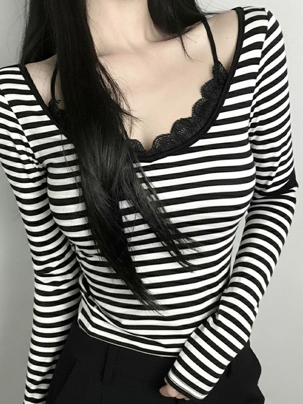 EMMIOL Retro Striped Print Long Sleeve