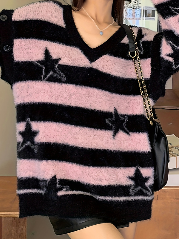 EMMIOL Retro Striped Print Sweaters