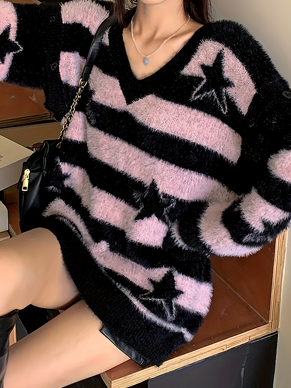 EMMIOL Retro Striped Print Sweaters