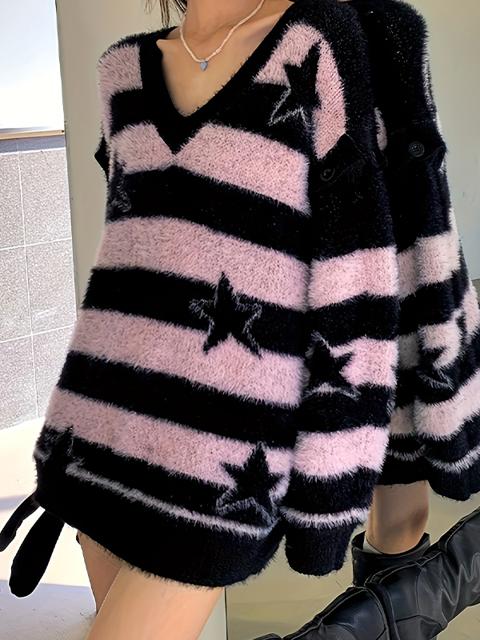 Pullover mit Retro-Streifenmuster