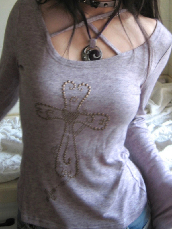 EMMIOL Cross Hot Stamping Sweaters