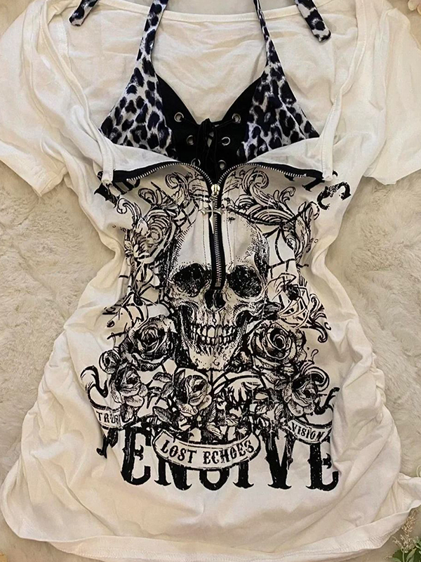 EMMIOL Manica corta con stampa a motivo teschio