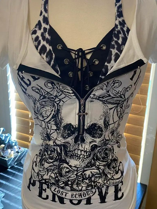 EMMIOL Manica corta con stampa a motivo teschio