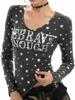 EMMIOL Full Print Stars And Letters Long Sleeve