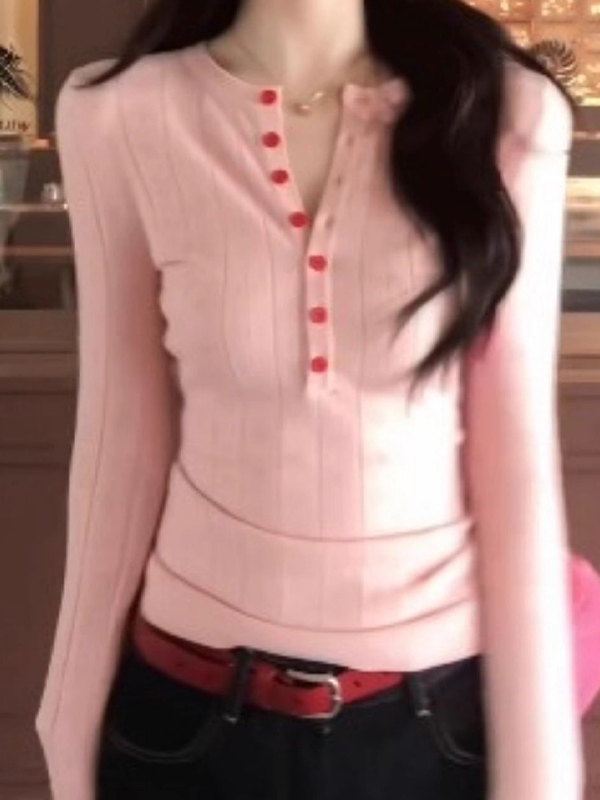 EMMIOL Maglietta a maniche lunghe con stampa a righe retrò