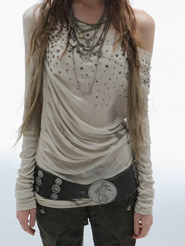 EMMIOL Manica lunga con stampa di strass hotfix