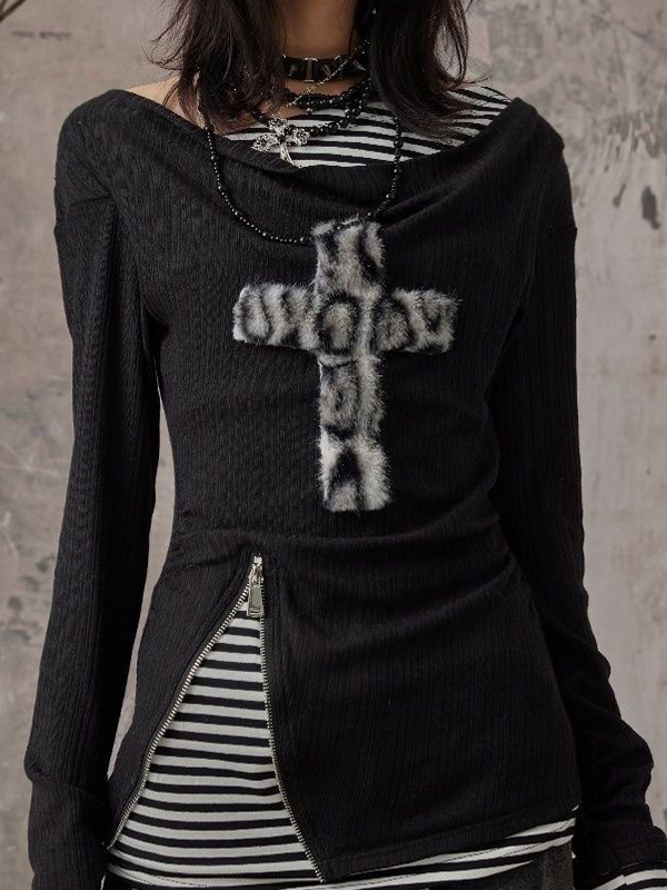 EMMIOL Manica lunga in stile punk con alfabeto retrò