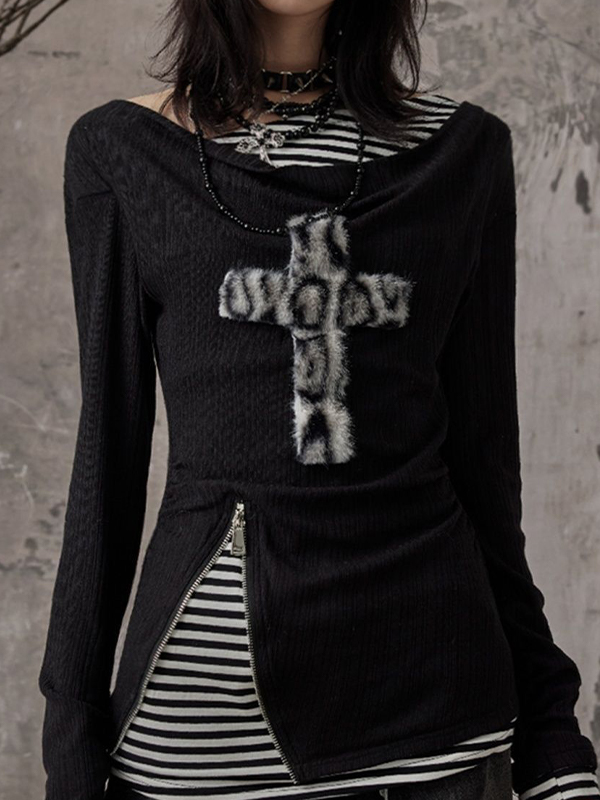 EMMIOL Manica lunga in stile punk con alfabeto retrò