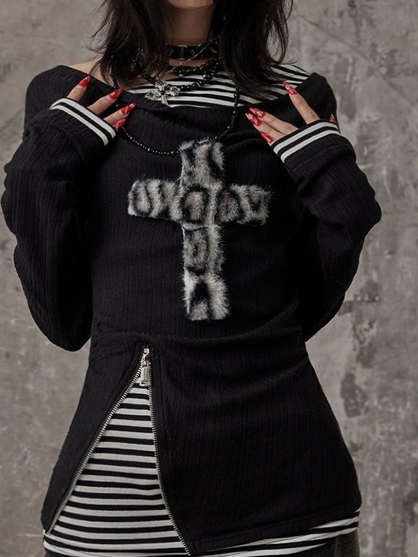 EMMIOL Manica lunga in stile punk con alfabeto retrò