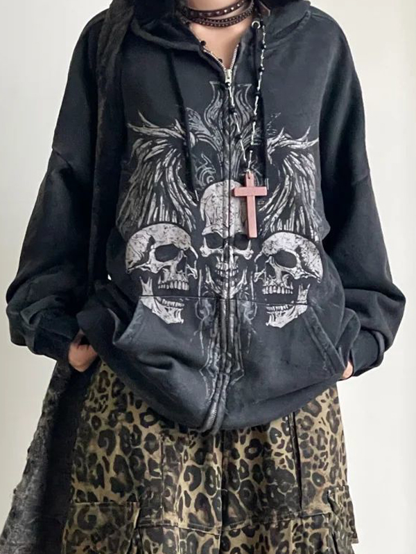 EMMIOL American Vintage Skull Print Sweatshirts