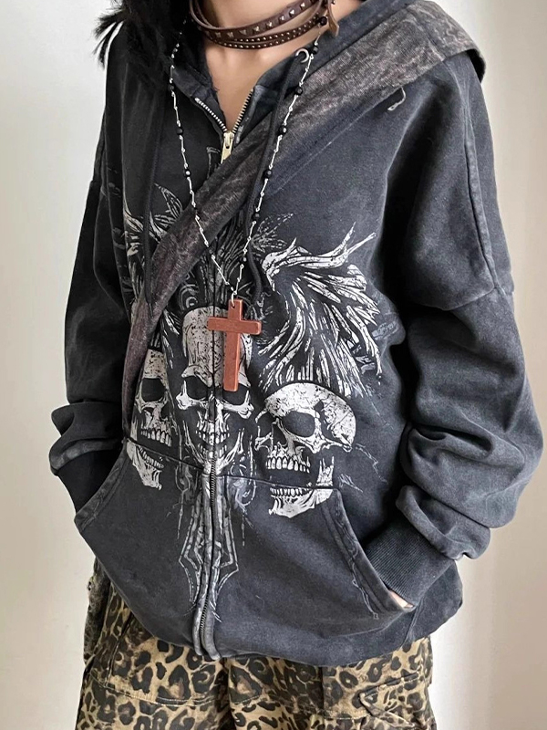 EMMIOL American Vintage Skull Print Sweatshirts
