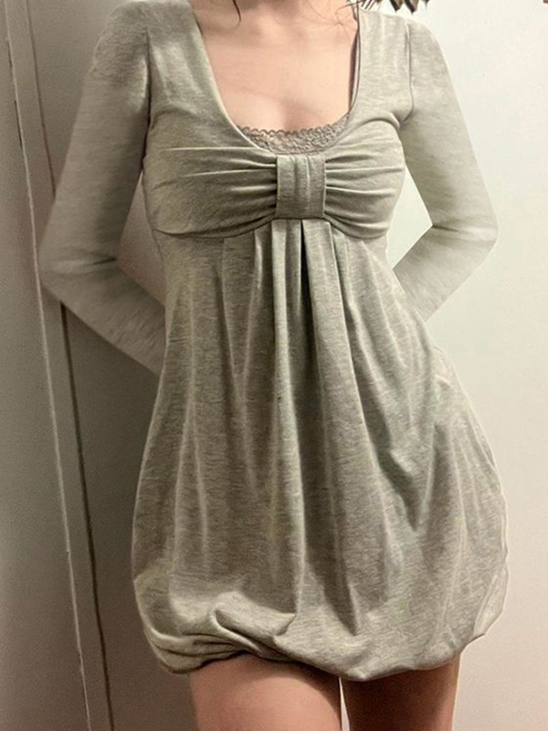 EMMIOL Bow Tie Splicing Long Sleeve