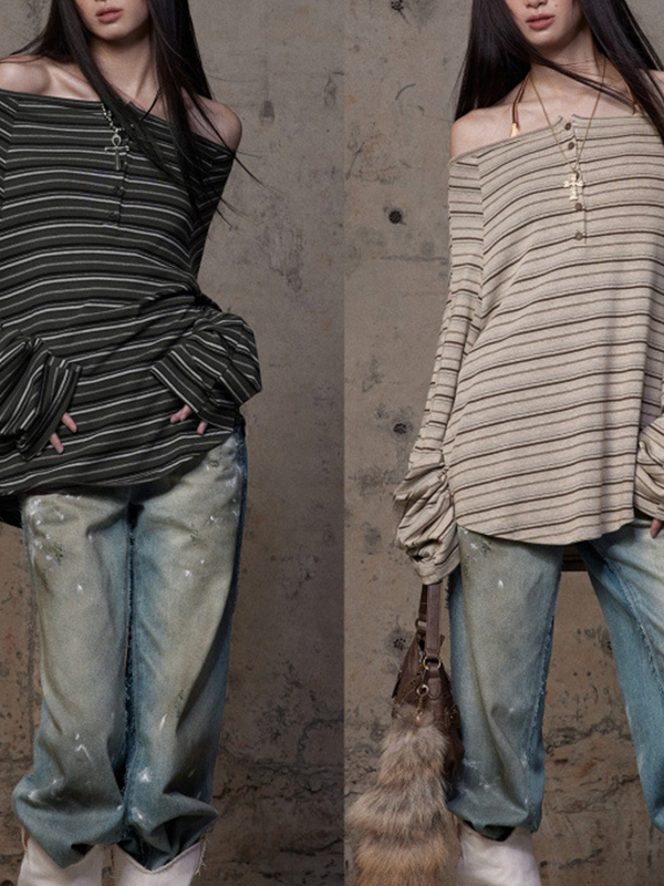 EMMIOL Retro Striped Print Long Sleeve