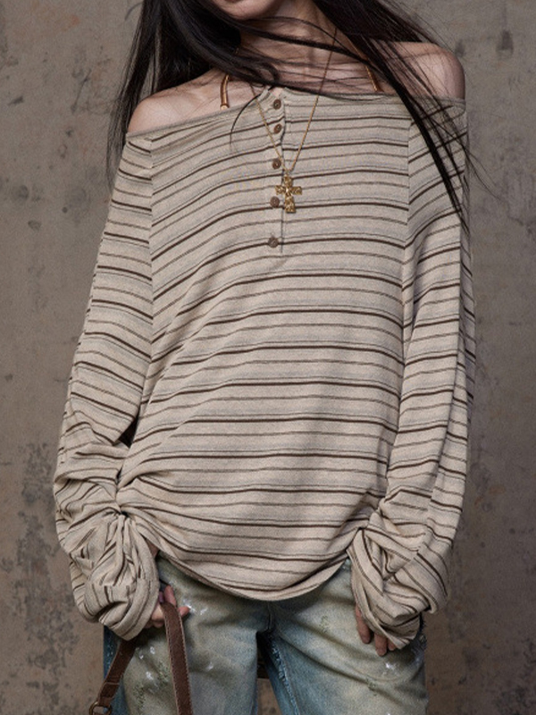 EMMIOL Retro Striped Print Long Sleeve