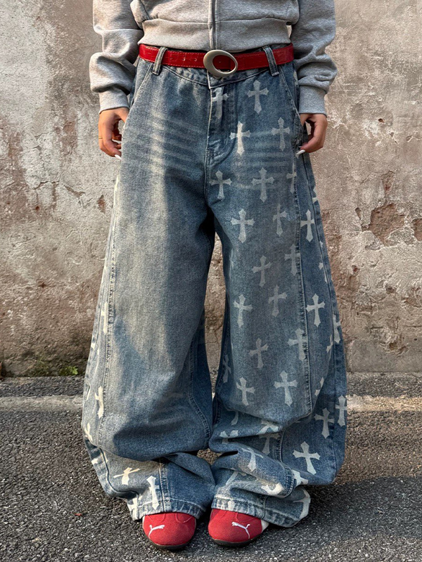 EMMIOL Vaqueros boyfriend cruzados con diseño retro