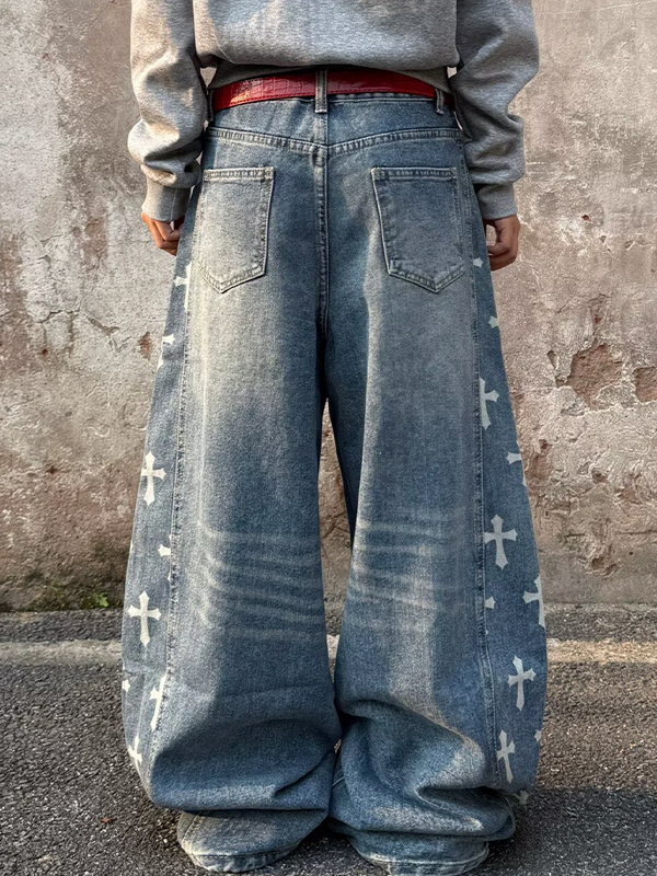 EMMIOL Vaqueros boyfriend cruzados con diseño retro