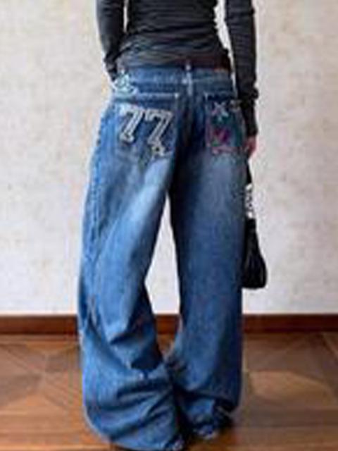 Jeans boyfriend retrò con stampa digitale