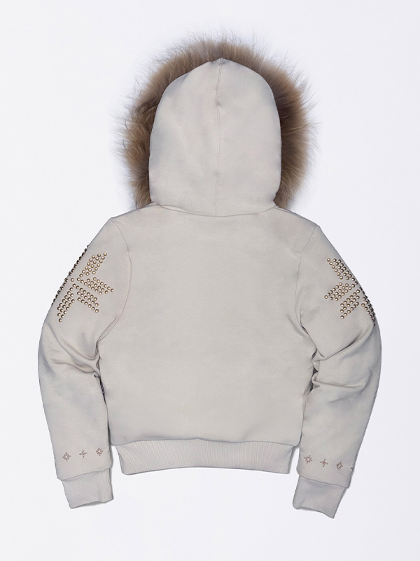 EMMIOL Faux Fur Collar With Rhinestones Jacket