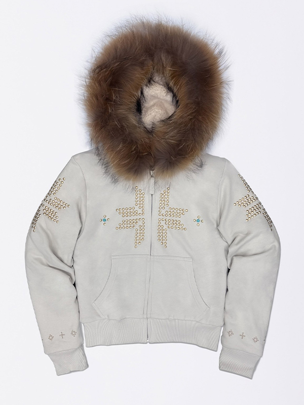 EMMIOL Faux Fur Collar With Rhinestones Jacket