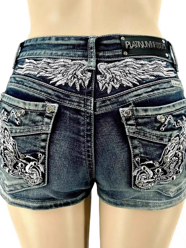 EMMIOL Pantaloncini in denim con rivetti 3D